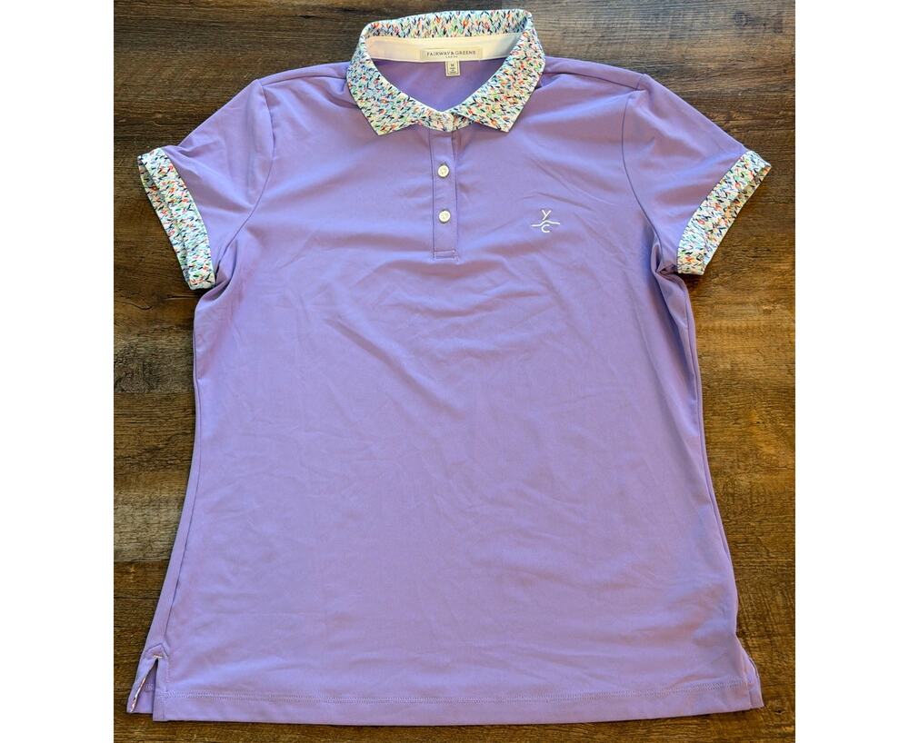 Fairway & Greene ladies golf polo purple floral MED